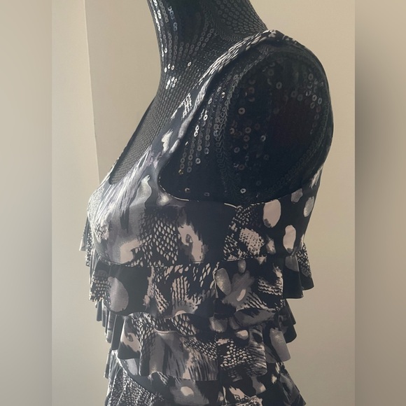 Tango Mango Black & White Ruffled Dress Size Small - Picture 3 of 12